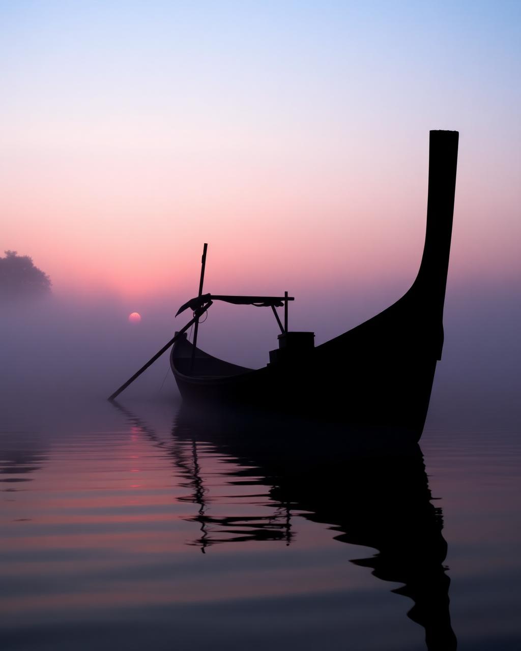 Fishing boat on Lake Victoria at sunrise