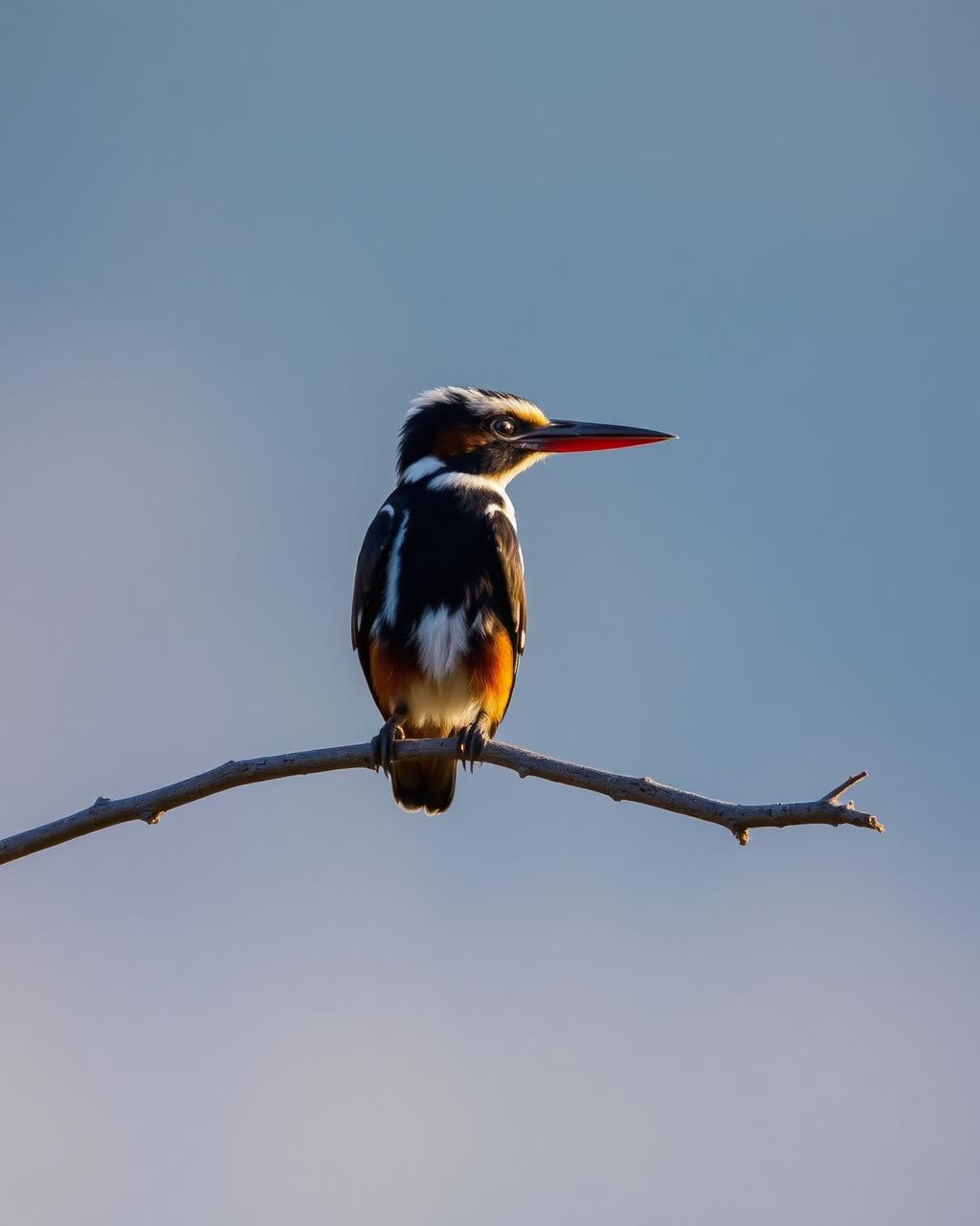 Kingfisher perched on a branch near the lake